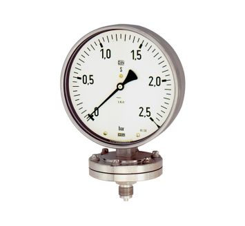 Plattenfedermano, Chemie, G 1/2 radial unten, 0 - 6,0 bar, Ø 100