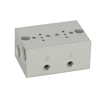 Reihengrundplatte 2-fach, M5 für Mini-Magnetventile 15 mm