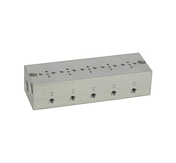 Reihengrundplatte 5-fach, M5 für Mini-Magnetventile 15 mm