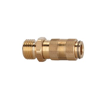 Schnellverschlusskupplung NW 2,7, Messing blank, M5 AG