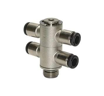T-Mehrfachverteiler 4-fach »click-clock«, drehbar, M5 außen Ø 4mm