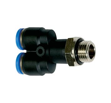 Y-Steckverschraubung »Blaue Serie«, drehbar, M5 außen, Ø 4 mm