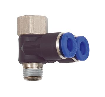Y-Winkelsteckverschraubung »Blaue Serie«, drehbar G/R 1/8 i./a.