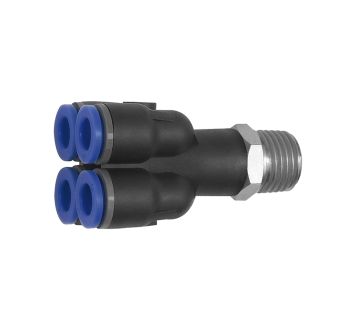Mehrfachverteiler »Blaue Serie«, 4-fach, drehbar, R 1/8 a. Ø 4mm