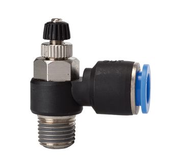Drosselrückschlagventil »Blaue Serie«, Abluftdros., R1/8 a. Ø 4mm
