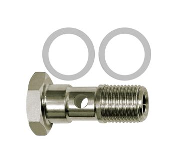Hohlschraube, PTFE-Dichtring, einfach, G 1/8, Edelstahl 1.4404