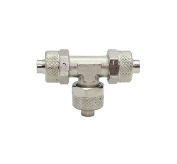 T-Verbinder, für Schlauch 4/2 mm, SW 9, Messing vernickelt