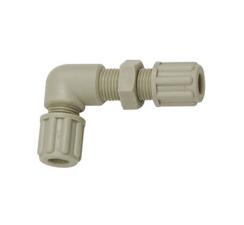 Winkel-Schottverbindung, M14x1,5, für Schlauch 6/8 mm, SW 19, PP
