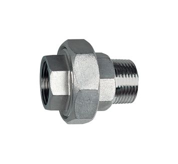 Lösb. Doppelgewindenippel, IG/AG, flach dichtend G 1/8, ES 1.4408
