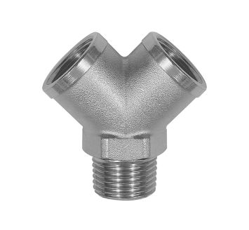 Verteiler, 2fach, R 1/8 AG, Abgänge 2 x G 1/8 IG, Messing vern.