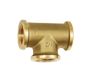 T-Stück, 3 x Innengewinde, G 1/8, Messing blank