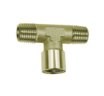 T-Stück, außen/innen/außen, G/R 1/8, SW 10, Messing vernickelt