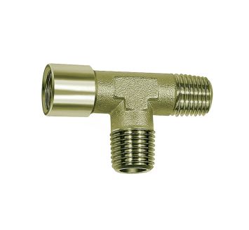 T-Stück, außen/außen/innen, G/R 1/8, SW 10, Messing vernickelt