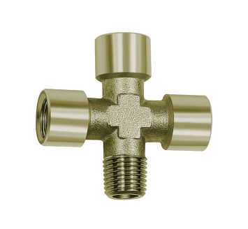 Kreuzstück, 3 x innen, 1 x außen, G/R 1/8, SW 10, Messing vern.