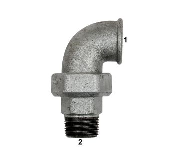 Verschraubung Bogen 97 IG/AG, Rp 1 1/4, R 1 1/4, schw. Temperguss