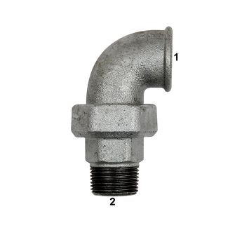 Verschraubung Bogen 98, IG/AG, Rp 1/4, R 1/4, schw. Temperguss