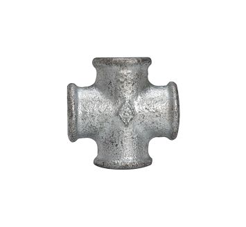 Kreuzstück 180, 4 x IG, Rp 1/4, schwarzer Temperguss feuerverz.