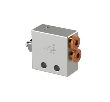 3/2-Wege-Miniaturventil, mechanisch, Stößel, NC, 4 mm hinten