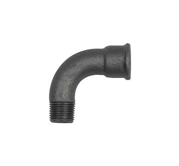 Bogen 1, 90°, lang, Rp 1 1/4 i., R 1 1/4 a., Temperguss schwarz