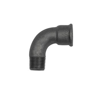 Bogen 1a, 90°, kurz, Rp 3/8 i., R 3/8 a. Temperguss schwarz