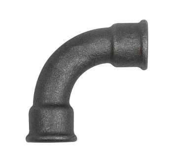 Bogen 2, 90°, lang, Rp 1/4 i., Rp 1/4 i., Temperguss schwarz
