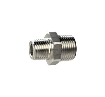 Doppelgewindenippel, kon., R 1/8 a., R 1/8 a., SW 12, MS vern.