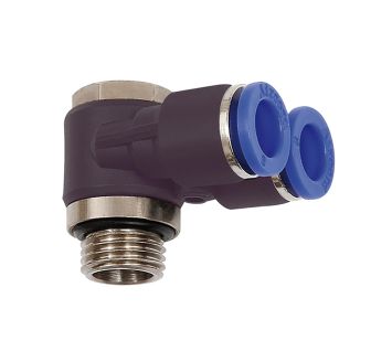 Y-Winkelsteckverschraubung »Blaue Serie«, drehbar, G 3/8 a. Ø12mm