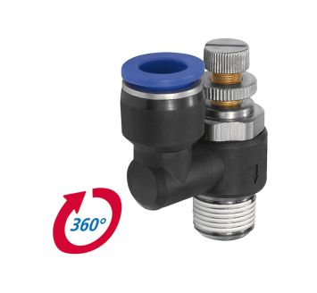 Drosselrückschlagven »Blaue Serie«, Zuluftdros., M5 a. 10bar Ø4mm