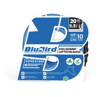 Vollgummi-Werkstattschl. »BluBird«, Ø15,5x9,5, 20 bar, Set 20 m