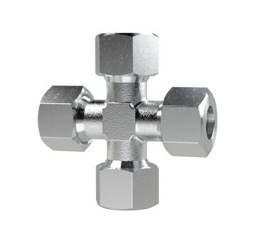 Kreuz-Verschraubung, Rohr-AØ8mm, Stahl verz.