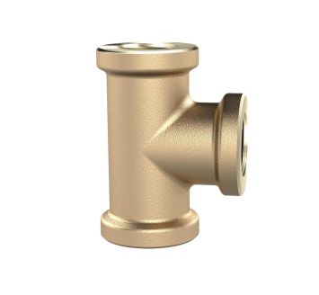 T-Stück, 3 x Innengewinde, G 1/4, Druck 16 bar, Messing blank